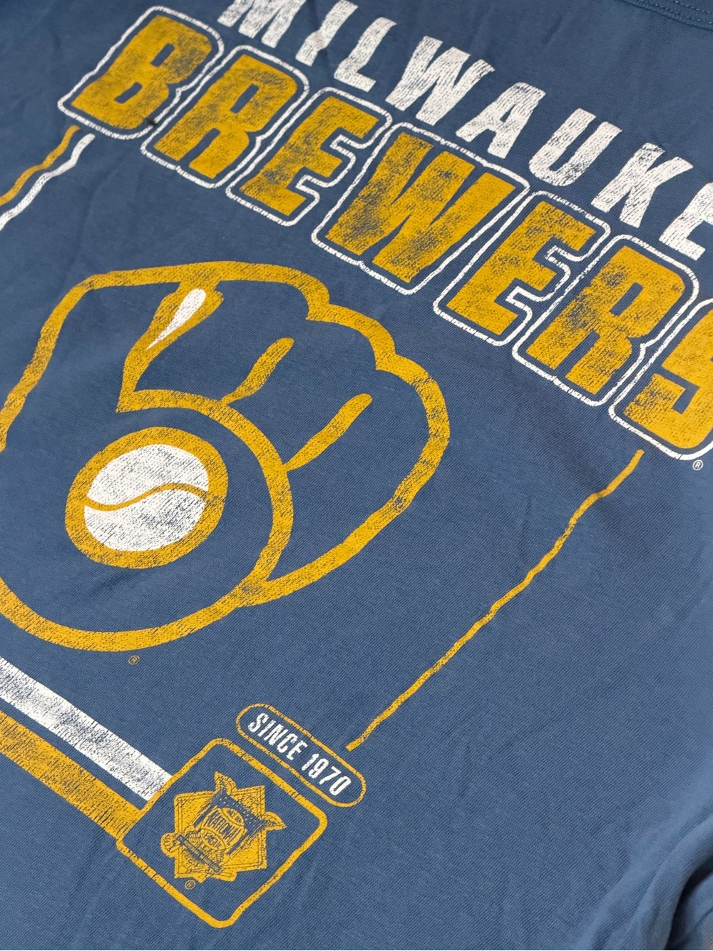 Milwaukee Brewers 47 Brand‎ Graphic Tee Blue MLB Baseball Shirt L